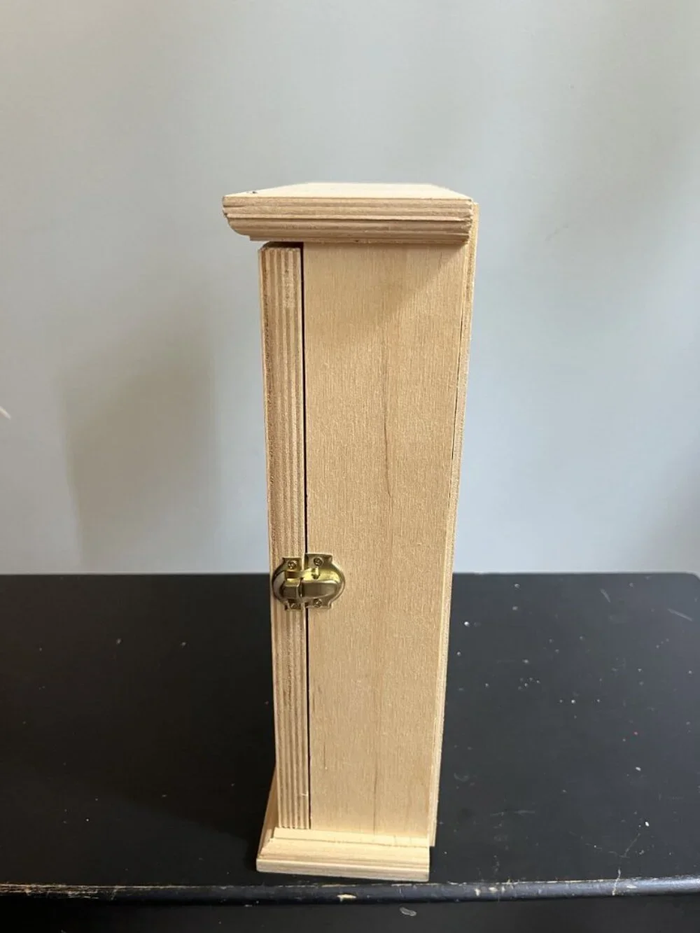 Natural Wood Display Case With Glass Door & 6 Compartments For Collectibles Or M